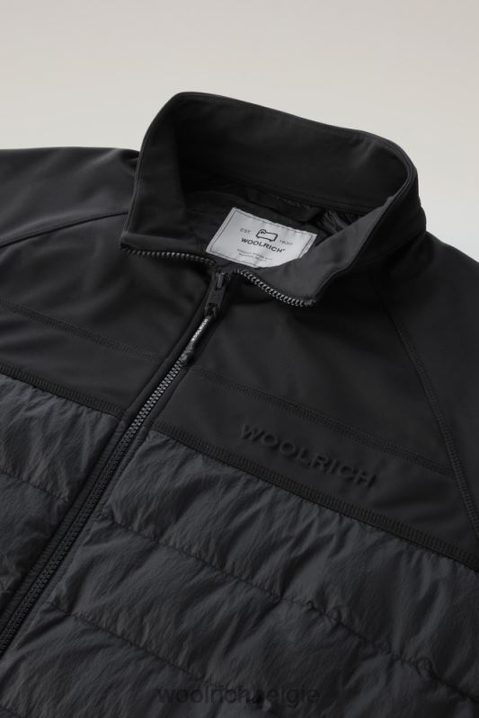 hybride sweatshirt met rits van softshell en gekreukeld nylon Woolrich Heren 8TTN0502 zwart kleding