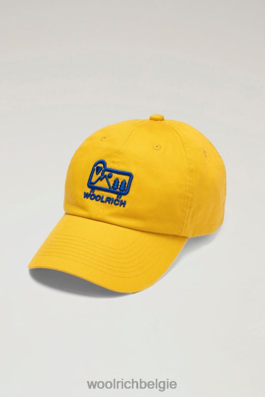 Baseballpet met logo van puur katoenen keperstof Woolrich Heren 8TTN0441 donker geel accessoires
