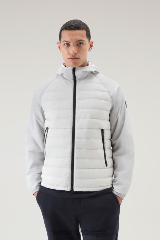 hybride jack van crinkle nylon met gewatteerde voorkant en capuchon Woolrich Heren 8TTN0501 maansteen kleding