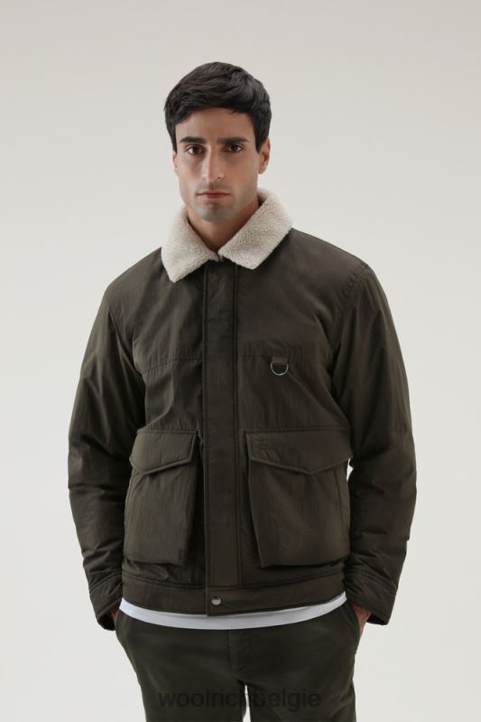 Ripstop truckerjack met voering van sherpawol Woolrich Heren 8TTN0655 donkergroen kleding