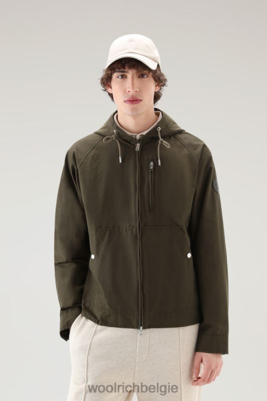 kreeftenjack van lichte eco ramar met capuchon Woolrich Heren 8TTN0482 donkergroen kleding