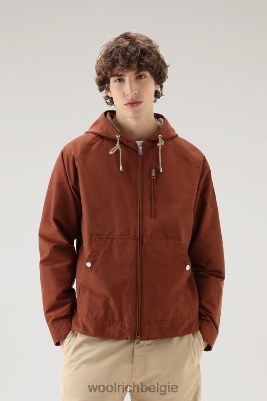 kreeftenjack van lichte eco ramar met capuchon Woolrich Heren 8TTN0505 warme bruine heide kleding