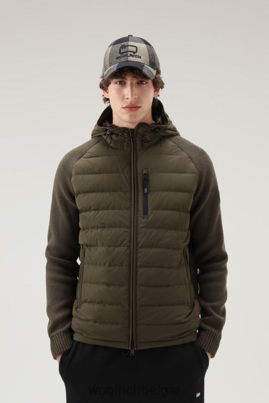 stretch nylon sundance hybride jack met capuchon Woolrich Heren 8TTN0687 donkergroen kleding