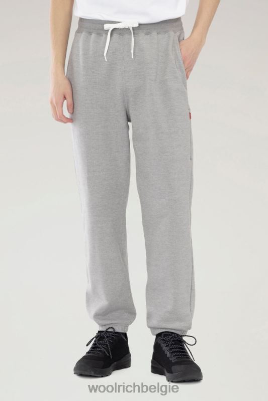 joggingbroek van katoenfleece en cordura nylonmix Woolrich Heren 8TTN0534 bovenkant grijs kleding
