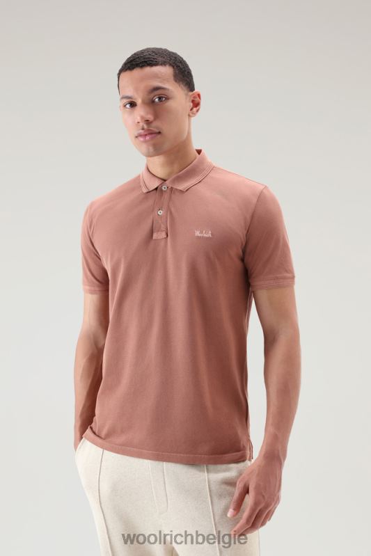 Mackinack-polo van kledingstuk-dye stretchkatoenen piquet Woolrich Heren 8TTN0803 warme bruine heide kleding