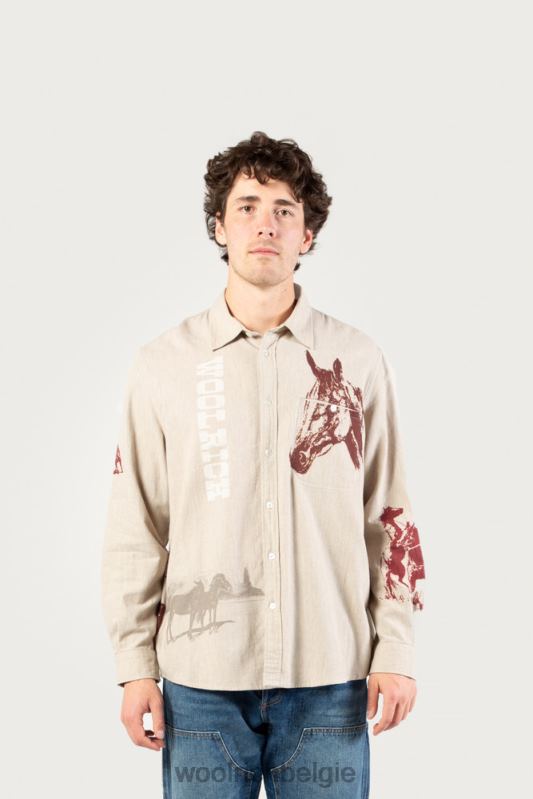 flanellen overhemd met westernprint-een dezer dagen Woolrich Heren 8TTN0538 zand kleding