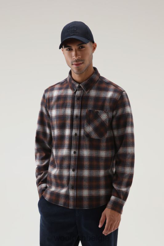forel run geruit flanellen overhemd van een wolmix Woolrich Heren 8TTN0843 oranje vinkje kleding
