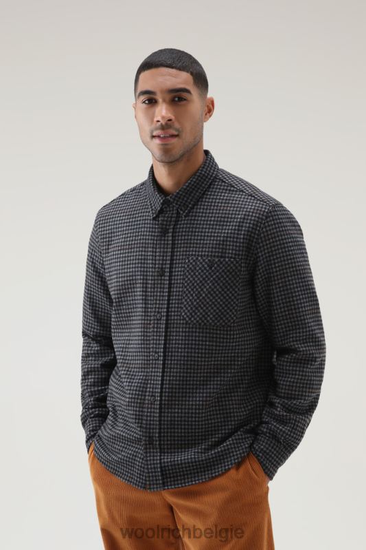 forel run geruit flanellen overhemd van een wolmix Woolrich Heren 8TTN0847 grijze ruit kleding