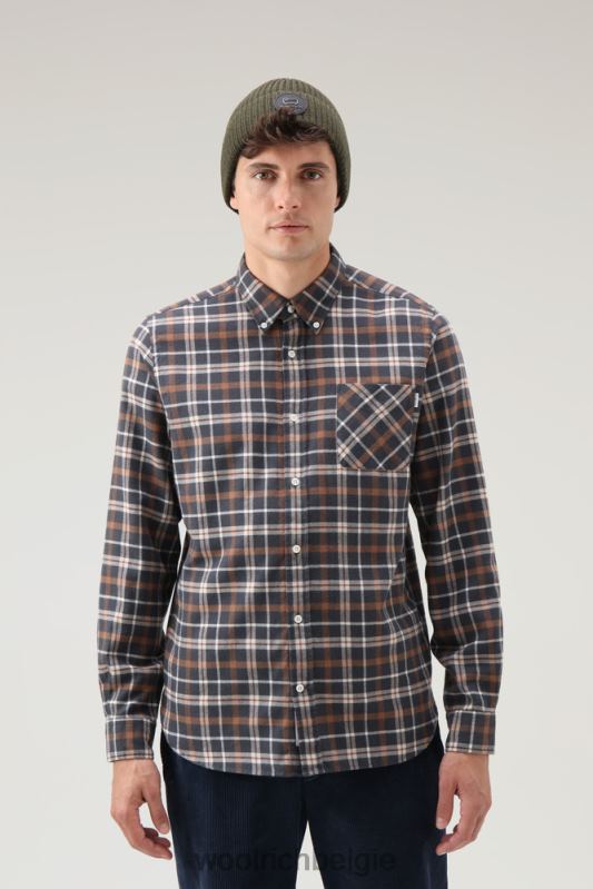 geruit overhemd van flanel van een wolmix Woolrich Heren 8TTN0699 bruine ruit kleding