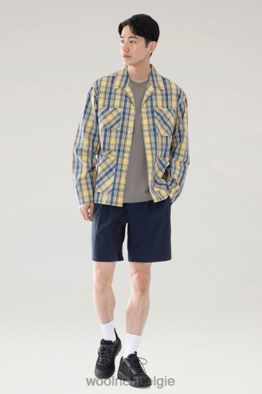 overshirt van een wattenmix Woolrich Heren 8TTN0540 gele ruit kleding