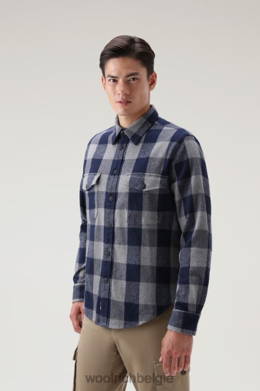 oxbow flanellen geruit overhemd Woolrich Heren 8TTN0648 grijs gemêleerde buffel kleding
