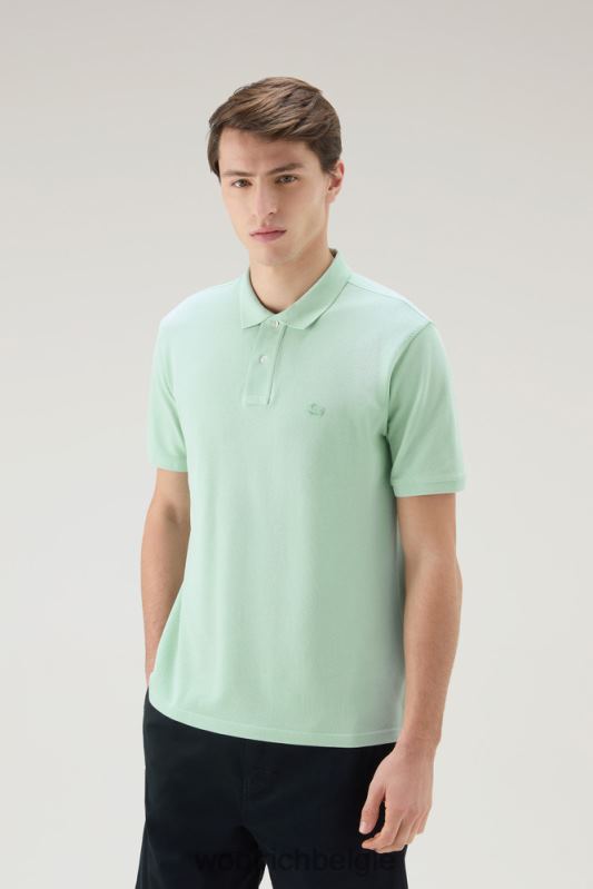poloshirt van puur katoenpiquét Woolrich Heren 8TTN0579 haven groen kleding