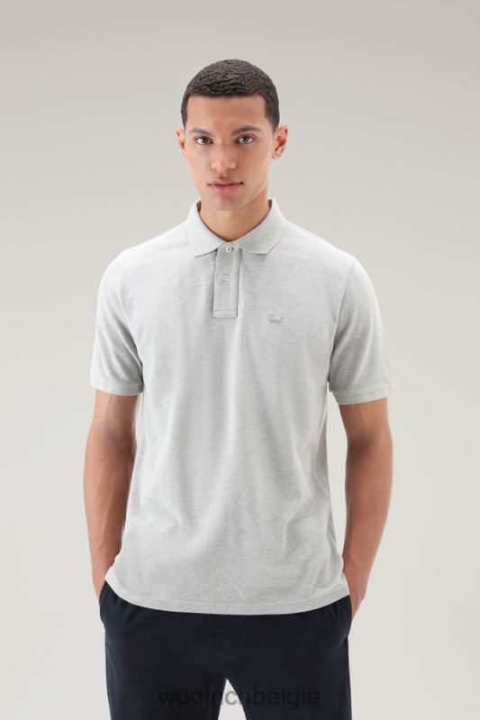 poloshirt van puur katoenpiquét Woolrich Heren 8TTN0628 lichtgrijs gemêleerd kleding