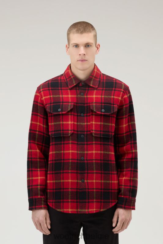 Alaskan geruit overshirt van gebonden wolmix Woolrich Heren 8TTN0654 rode vinkje kleding