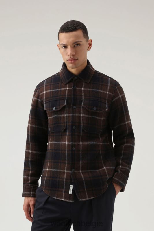 Alaskan geruit overshirt van gebonden wolmix Woolrich Heren 8TTN0694 bruine ruit kleding