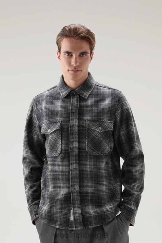 Overshirt met Alaska-ruit van gerecyclede Italiaanse wolmix Woolrich Heren 8TTN0668 grijze jacht kleding