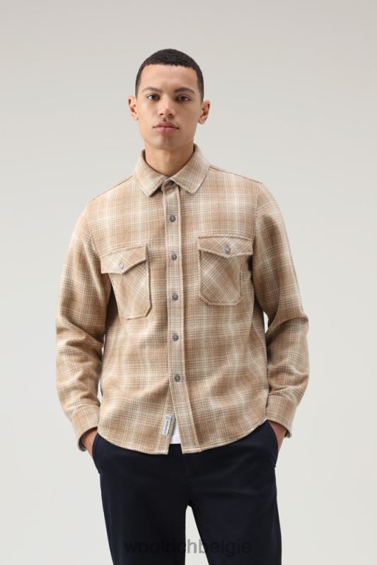 Overshirt met Alaska-ruit van gerecyclede Italiaanse wolmix Woolrich Heren 8TTN0691 kamelen jacht kleding