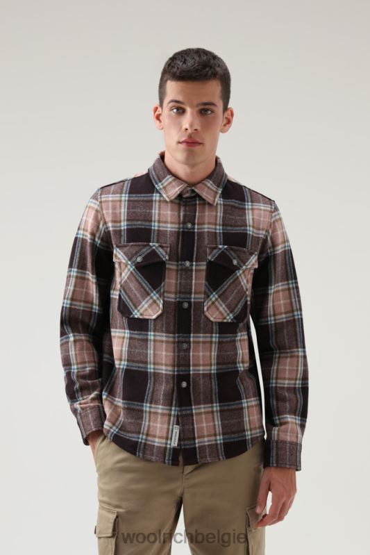 Overshirt met Alaska-ruit van gerecyclede Italiaanse wolmix Woolrich Heren 8TTN0704 roze ruit kleding