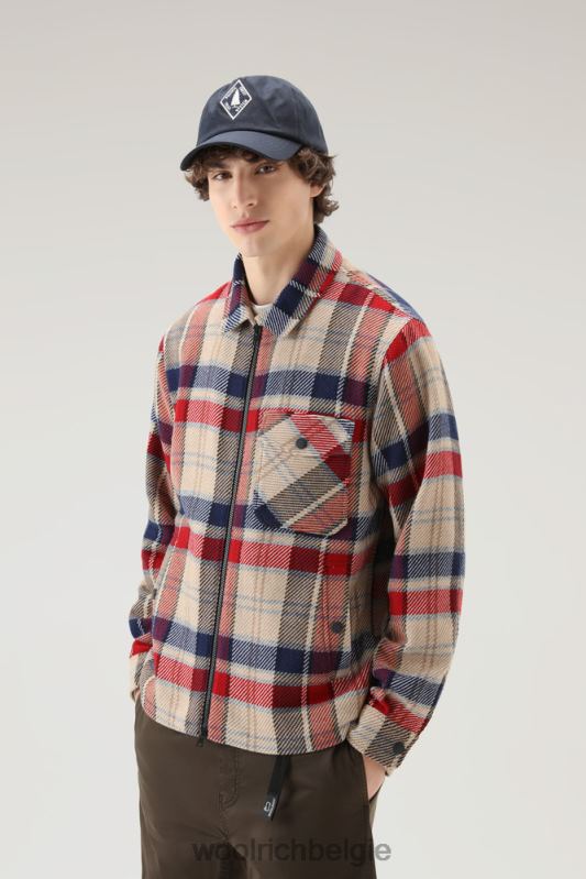 Overshirt met houtruiten van manteco-stof van een wol-katoenmix Woolrich Heren 8TTN0397 rode vinkje kleding
