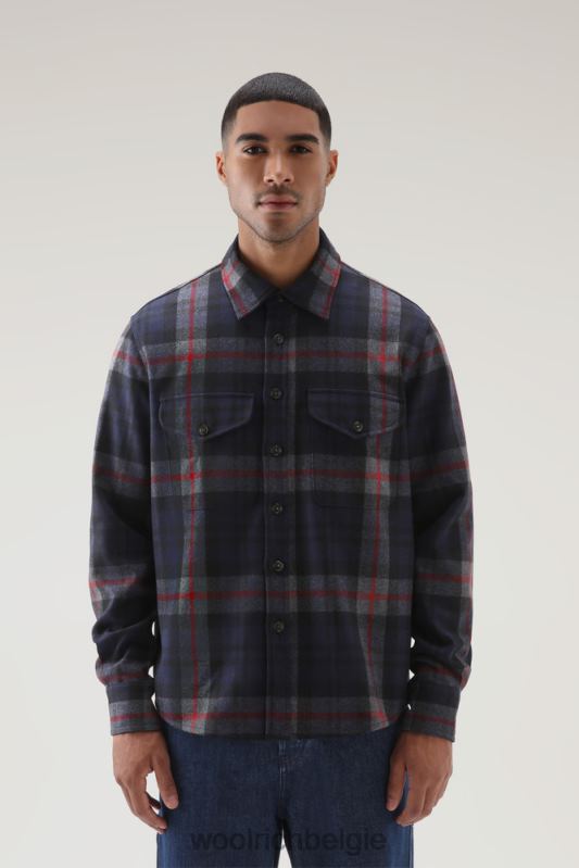 flanellen overshirt van wolmix, gemaakt in de VS Woolrich Heren 8TTN0824 marine ruit kleding