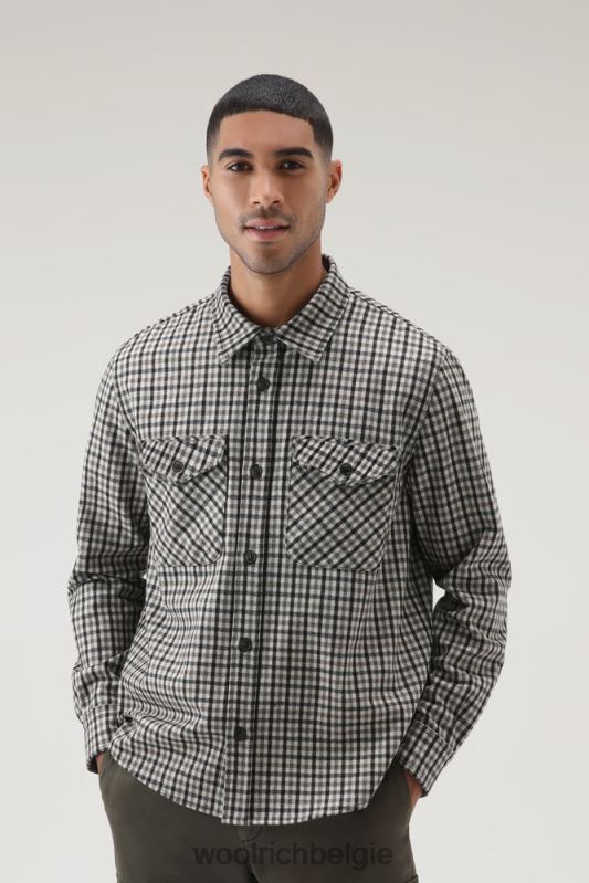 flanellen overshirt van wolmix, gemaakt in de VS Woolrich Heren 8TTN0852 crème cheque kleding