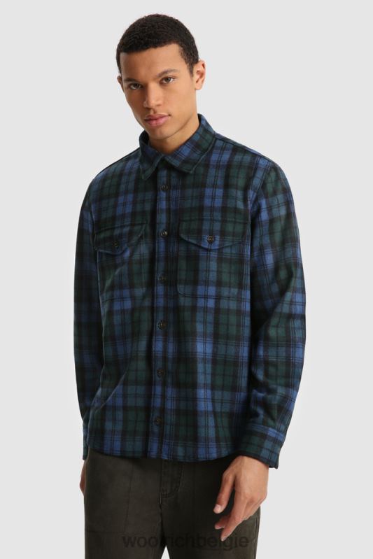 flanellen overshirt van wolmix, gemaakt in de VS Woolrich Heren 8TTN0859 zwart horloge kleding