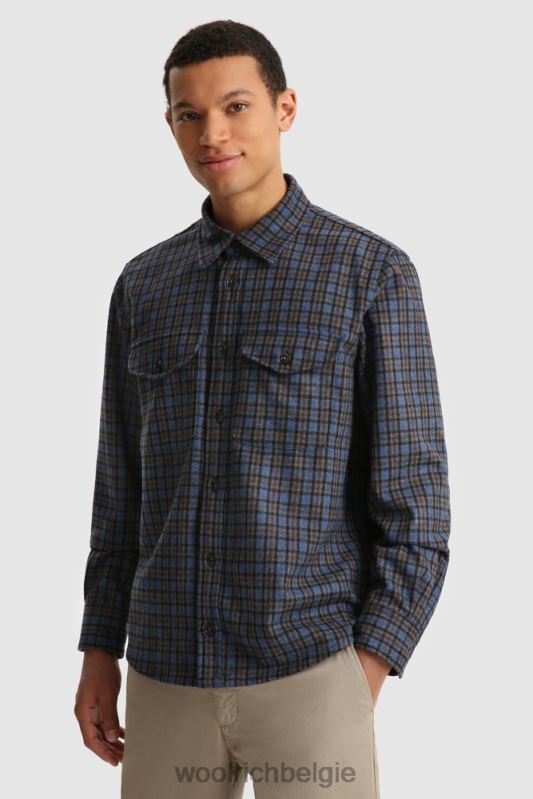 flanellen overshirt van wolmix, gemaakt in de VS Woolrich Heren 8TTN0861 koninklijke grijze ruit kleding