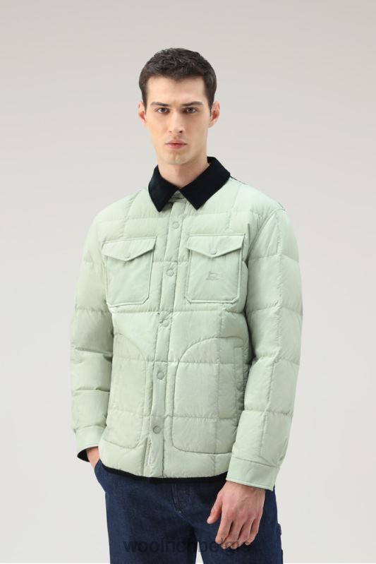 gewatteerd erfgoed-terrein-overshirt van taslan-nylon Woolrich Heren 8TTN0664 woestijn salie kleding