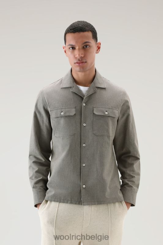 overshirt van katoen-linnenmix Woolrich Heren 8TTN0464 bruine pied de poule kleding