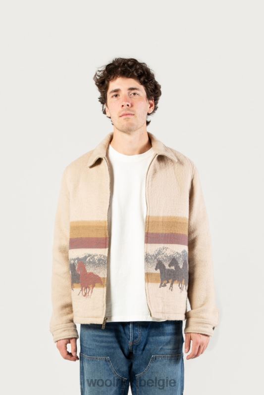 overshirt van puur katoen met jacquard-afwerking - een dezer dagen Woolrich Heren 8TTN0597 streep zand kleding