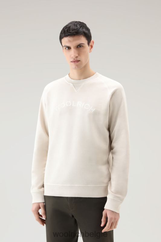 Varsity-ronde hals van kledinggeverfd puur katoenfleece Woolrich Heren 8TTN0503 melkachtige crème kleding