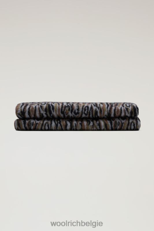 deken van een wolmix met een jacquardpatroon van schaduwbast, ten dienste van de mensen Woolrich unisex 8TTN0278 schaduw schors camou accessoires