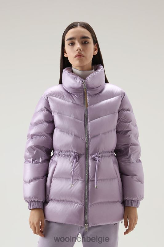 Zijdezacht donsjack van aliquippa met trekkoord in de taille Woolrich vrouwen 8TTN0315 lila dageraad kleding