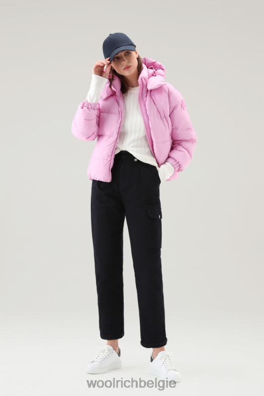 gewatteerd donsjack van eco taslan nylon met afneembare capuchon Woolrich vrouwen 8TTN0112 rokerige roos kleding