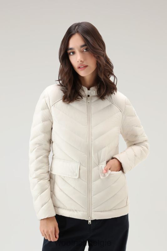 gewatteerd kort jack met chevron-quilt Woolrich vrouwen 8TTN035 melkachtige crème kleding