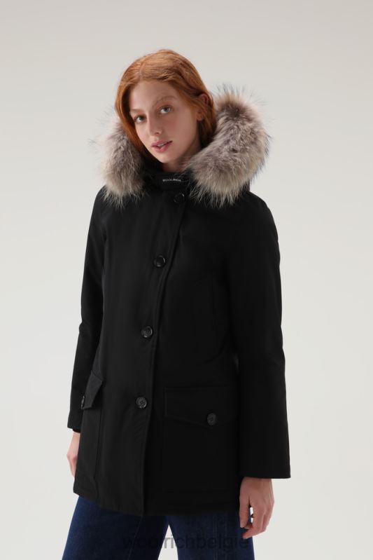 arctic parka van ramar-stof met vier zakken en afneembaar bont Woolrich vrouwen 8TTN0358 zwart kleding