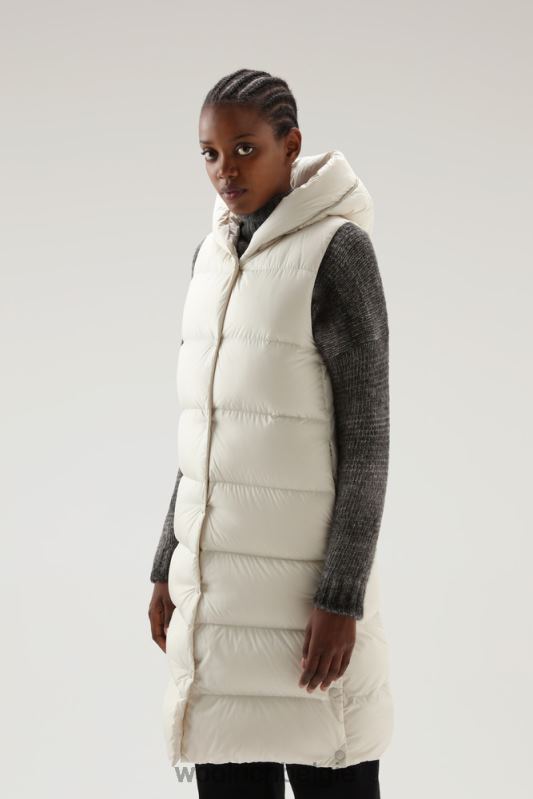ellis lang microvezelvest Woolrich vrouwen 8TTN0317 melkachtige crème kleding