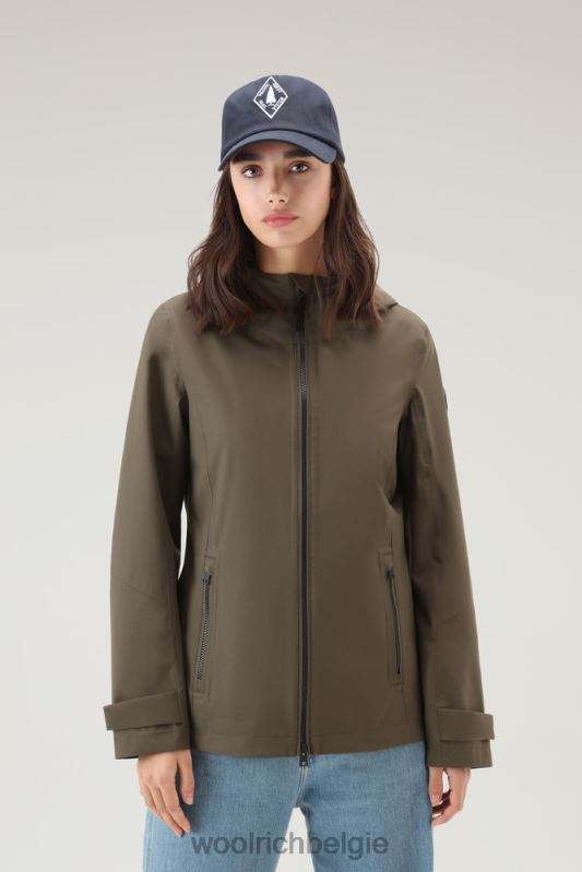 waterdichte leavitt-jas met capuchon Woolrich vrouwen 8TTN0107 donkergroen kleding