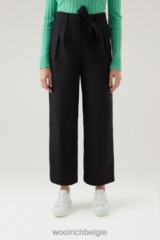 Broek met rechte pijpen van puur katoenpopeline Woolrich vrouwen 8TTN054 zwart kleding