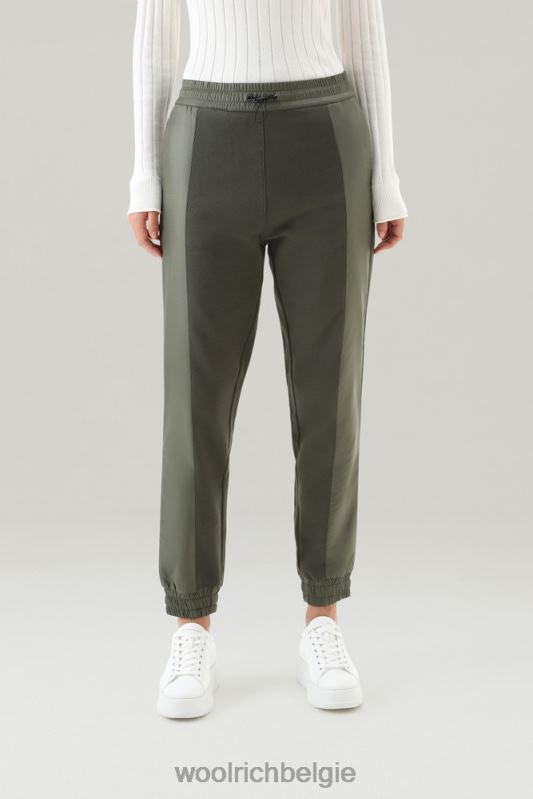 joggingbroek van puur katoen en ripstop nylon Woolrich vrouwen 8TTN042 donkergroen kleding