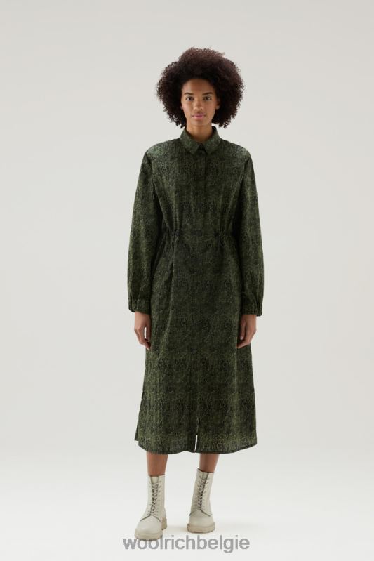 overhemdjurk van ripstop crinkle nylon met camouflageprint Woolrich vrouwen 8TTN099 donkergroene camouflage kleding