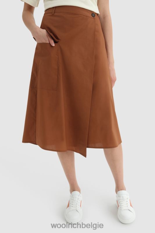 wikkelrok van popeline van zuiver katoen Woolrich vrouwen 8TTN0333 roestbruin kleding
