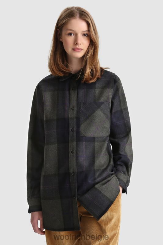Boyfriend flanellen overhemd van wolmix, gemaakt in de VS Woolrich vrouwen 8TTN0372 grijspaars geruit kleding