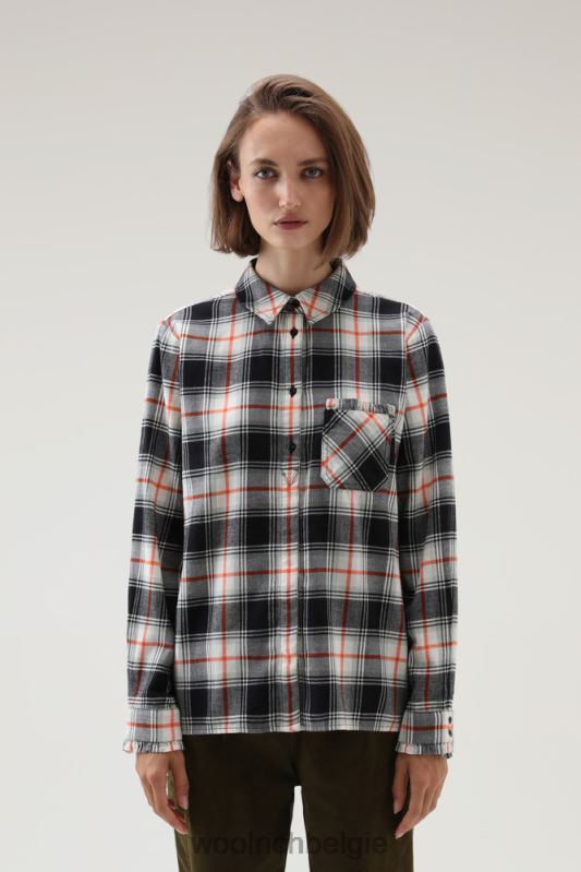 Madras licht flanellen geruit overhemd Woolrich vrouwen 8TTN0224 vlam zwarte ruit kleding