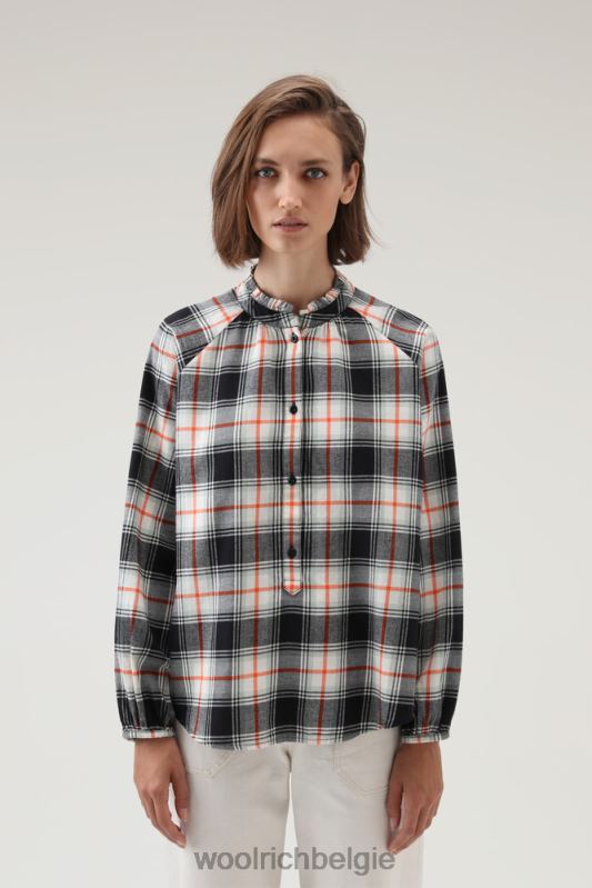 lichte flanellen geruite blouse Woolrich vrouwen 8TTN0229 vlam zwarte ruit kleding