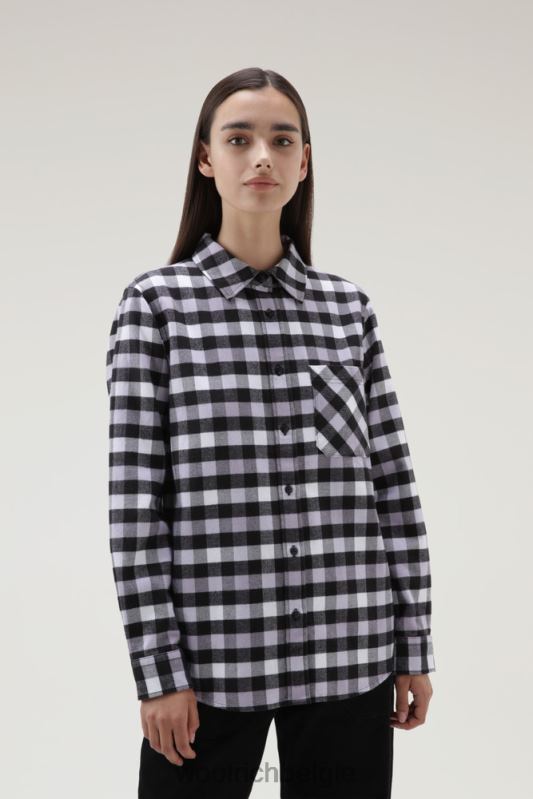 traditioneel geruit flanellen overhemd Woolrich vrouwen 8TTN0305 zwart lila buffel kleding