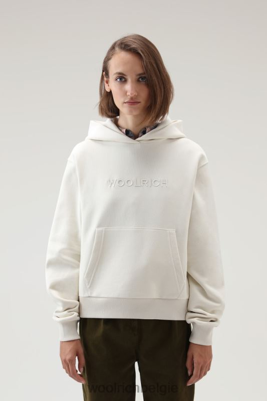 Fleecehoodie met logo Woolrich vrouwen 8TTN0244 melkachtige crème kleding