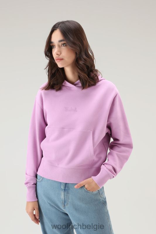 Puur katoenen hoodie met geborduurd logo Woolrich vrouwen 8TTN0330 rokerige roos kleding