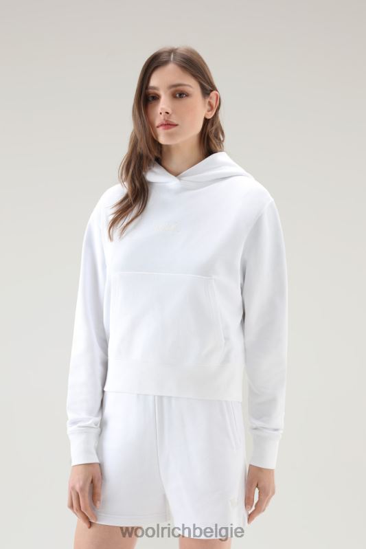 Puur katoenen hoodie met geborduurd logo Woolrich vrouwen 8TTN0331 Helder wit kleding