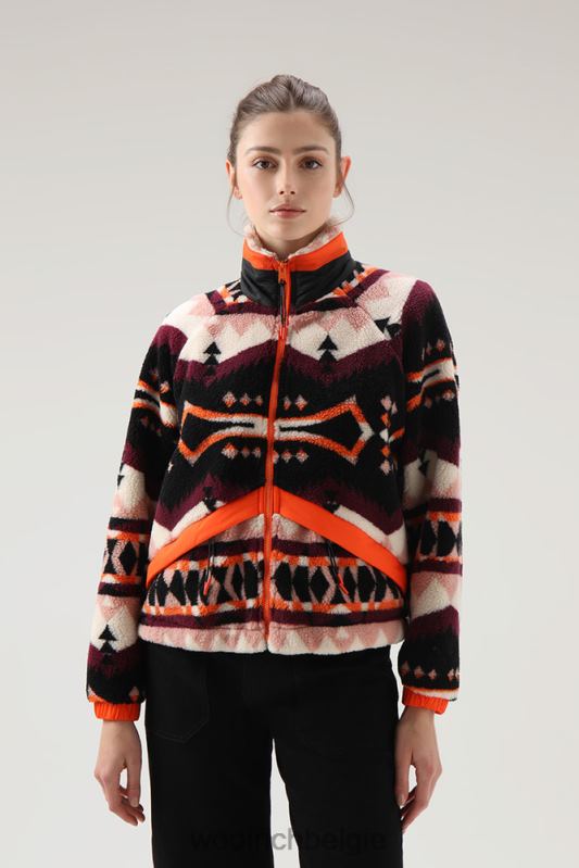 Sherpa-jack van wolmix met jacquard-afwerking Woolrich vrouwen 8TTN0265 zwart kleding